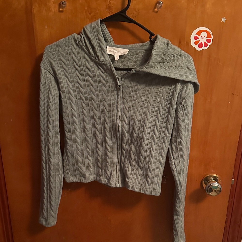Olive & Oak Blue Cable Knit Cardigan